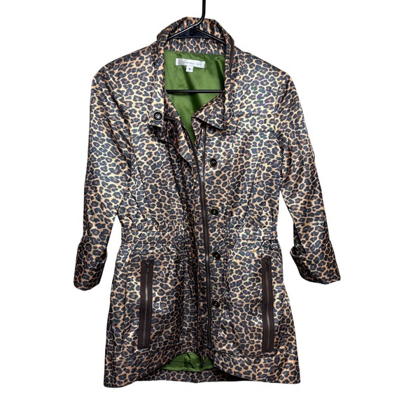 Renfrew Collection Jackets & Blazers - Renfrew Leopard Print Cinch Waist Olive Lined Utility Anorak Jacket Womens 0